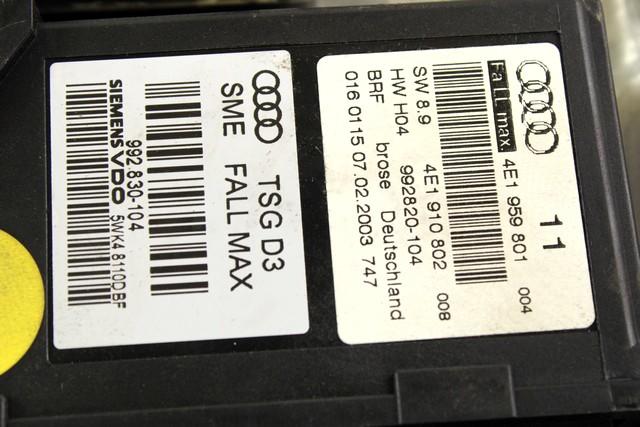 MEHANIZEM DVIGA SPREDNJIH STEKEL  OEM N. 16888 SISTEMA ALZACRISTALLO PORTA ANTERIORE ELETTR ORIGINAL REZERVNI DEL AUDI A8 MK2 D3/4E (2002 - 2009)BENZINA LETNIK 2004