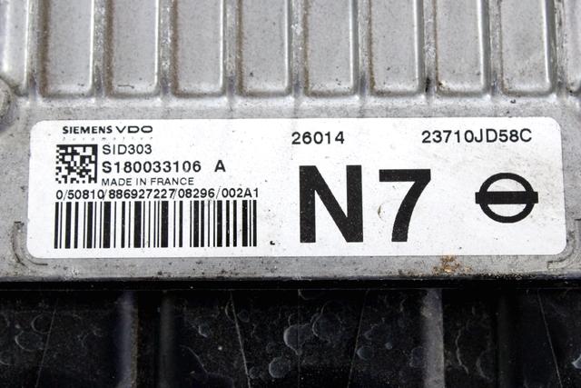 KOMPLET ODKLEPANJE IN VZIG  OEM N. 31058 KIT ACCENSIONE AVVIAMENTO ORIGINAL REZERVNI DEL NISSAN QASHQAI J10C (2006 - 2010) DIESEL LETNIK 2009