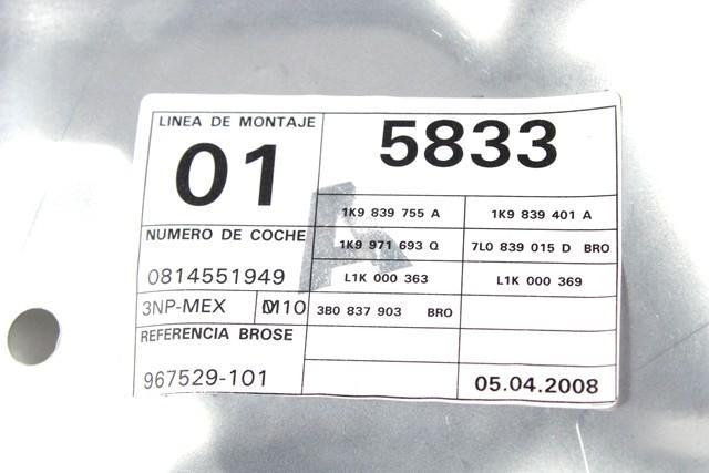 MEHANIZEM DVIGA ZADNJIH STEKEL  OEM N. 22555 SISTEMA ALZACRISTALLO PORTA POSTERIORE ELETT ORIGINAL REZERVNI DEL VOLKSWAGEN GOLF V 1K1 1K5 MK5 BER/SW (02/2004-11/2008) DIESEL LETNIK 2008