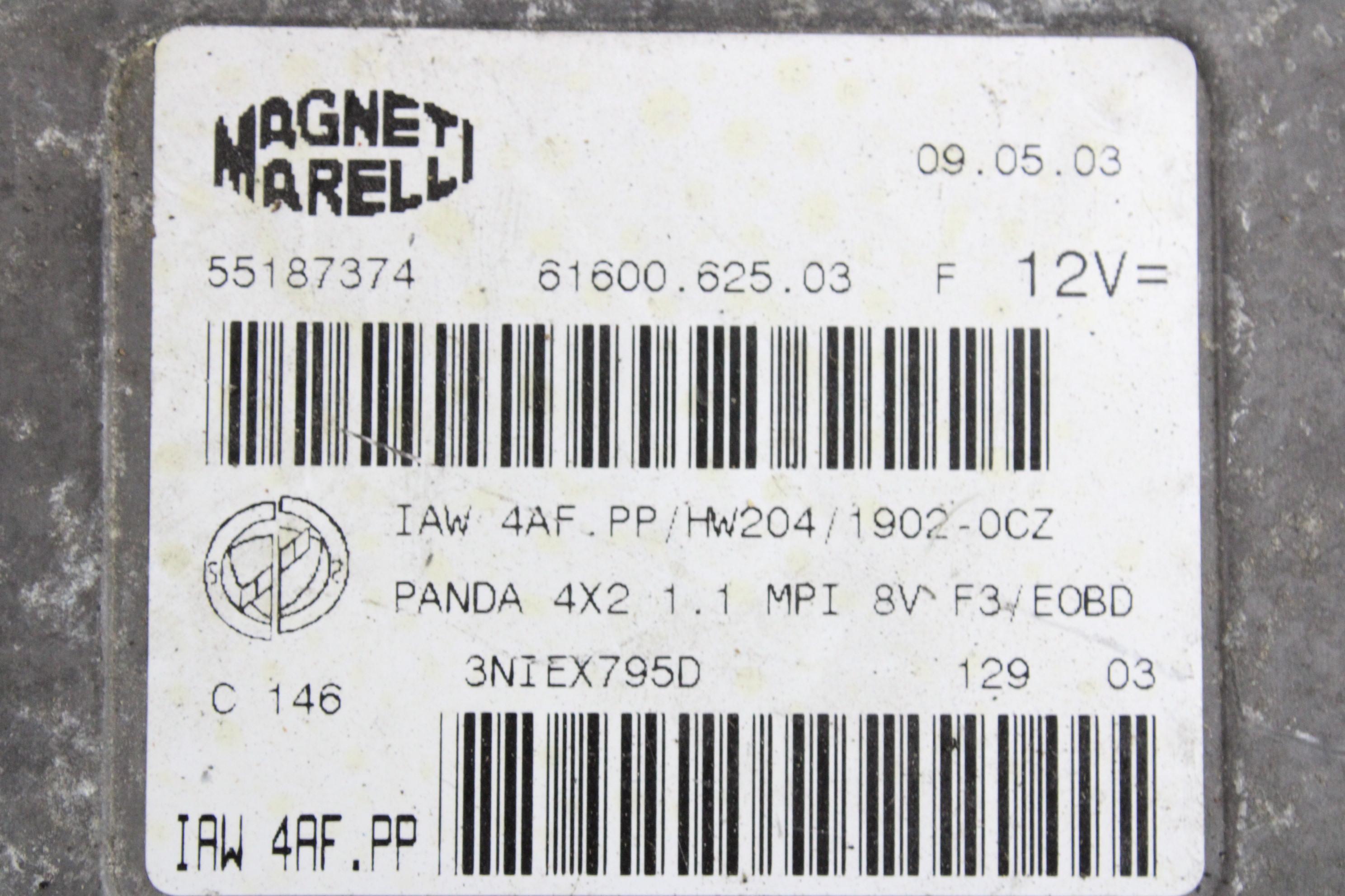 OSNOVNA KRMILNA ENOTA DDE / MODUL ZA VBRIZGAVANJE OEM N. 55187374 ORIGINAL REZERVNI DEL FIAT PANDA 169 (2003 - 08/2009) BENZINA LETNIK 2004