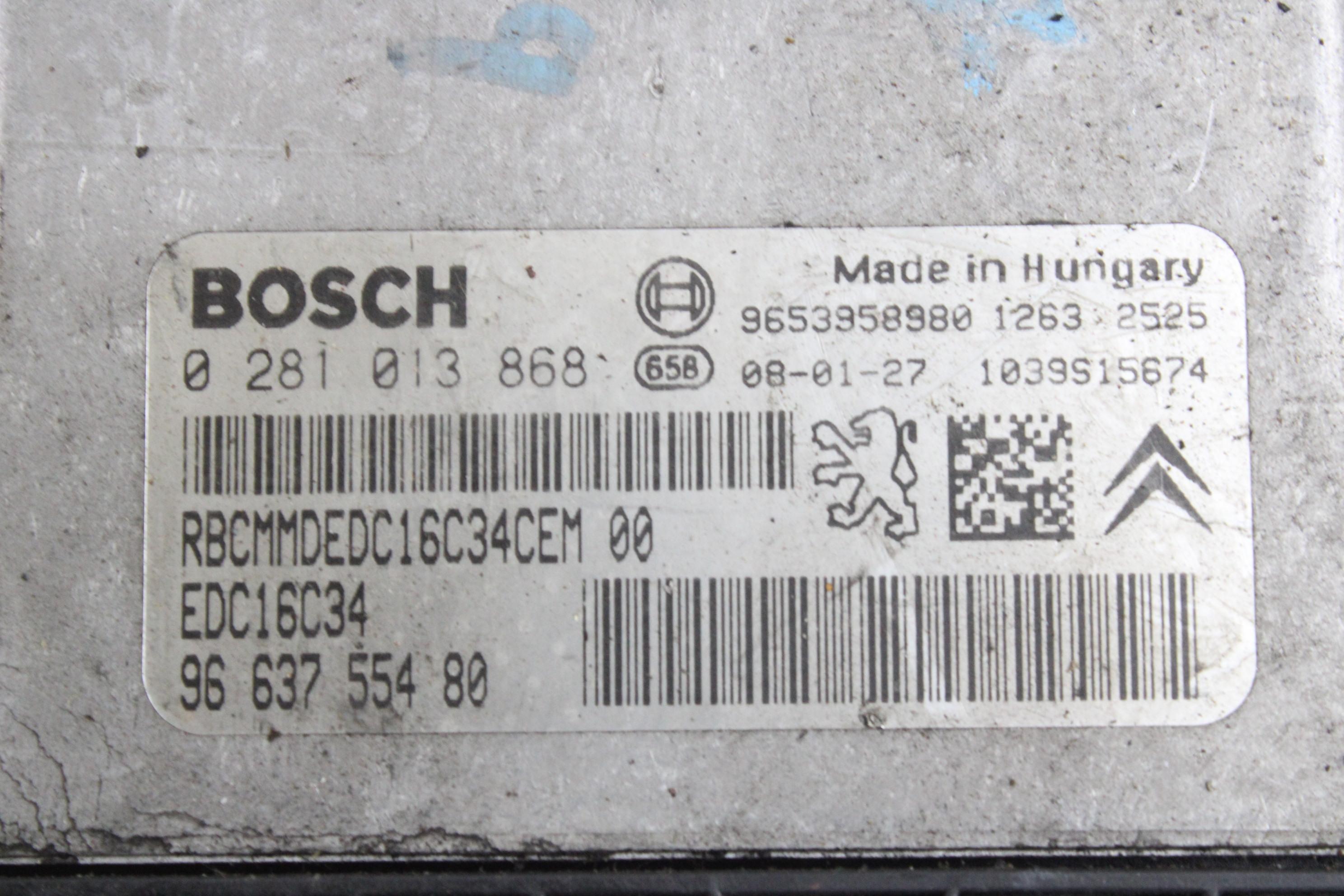 OSNOVNA KRMILNA ENOTA DDE / MODUL ZA VBRIZGAVANJE OEM N. 9663755480 ORIGINAL REZERVNI DEL PEUGEOT 207 / 207 CC WA WC WD WK (2006 - 05/2009) DIESEL LETNIK 2007