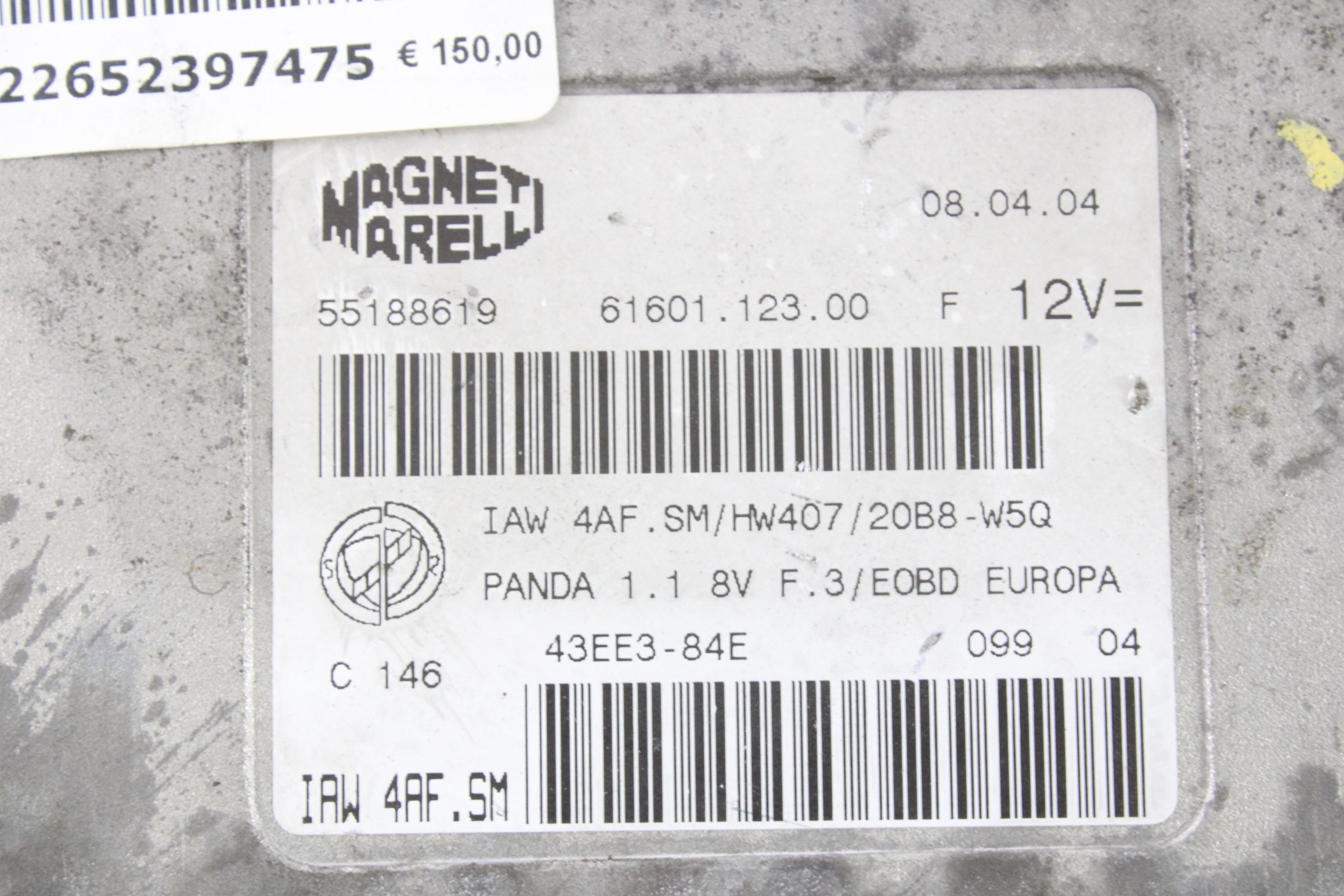 OSNOVNA KRMILNA ENOTA DDE / MODUL ZA VBRIZGAVANJE OEM N. 55188619 ORIGINAL REZERVNI DEL FIAT PANDA 169 (2003 - 08/2009) BENZINA LETNIK 2004