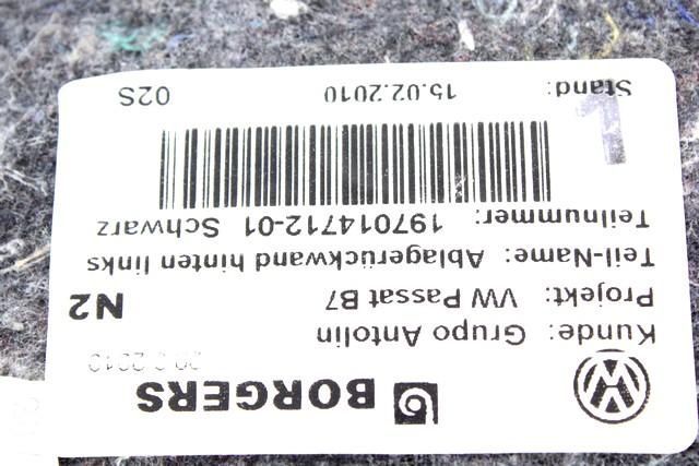 VRATNI PANEL OEM N. PNPSTVWPASSATB7SW5P ORIGINAL REZERVNI DEL VOLKSWAGEN PASSAT B7 362 365 BER/SW (10/2010 - 2015)BENZINA/METANO LETNIK 2011