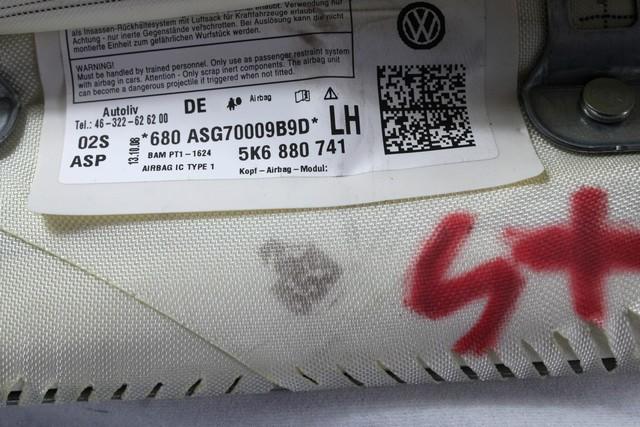 ZRACNA BLAZINA GLAVA LEVA OEM N. 5K6880741 ORIGINAL REZERVNI DEL VOLKSWAGEN GOLF VI 5K1 517 AJ5 MK6 (2008-2012) DIESEL LETNIK 2008