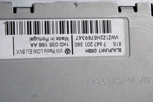 RADIO CD / OJACEVALNIK / IMETNIK HIFI OEM N. 1K0035186AA ORIGINAL REZERVNI DEL VOLKSWAGEN GOLF VI 5K1 517 AJ5 MK6 (2008-2012) DIESEL LETNIK 2008