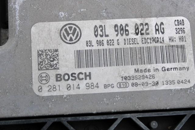 OSNOVNA KRMILNA ENOTA DDE / MODUL ZA VBRIZGAVANJE OEM N. 03L906022AG ORIGINAL REZERVNI DEL VOLKSWAGEN GOLF VI 5K1 517 AJ5 MK6 (2008-2012) DIESEL LETNIK 2008