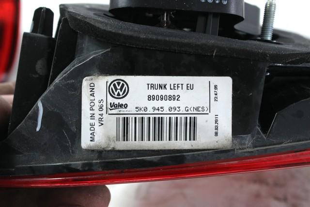 ZADNJI LEVI ZAROMET OEM N. 5K0945093G ORIGINAL REZERVNI DEL VOLKSWAGEN GOLF VI 5K1 517 AJ5 MK6 (2008-2012) BENZINA LETNIK 2011