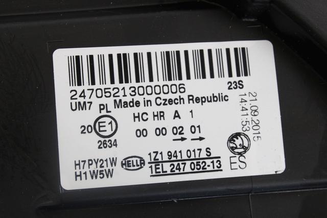 SPREDNJI LEVI ZAROMETI  OEM N. 1Z1941017S ORIGINAL REZERVNI DEL SKODA OCTAVIA MK2 R 1Z5 BER/SW (2008 - 2012)DIESEL LETNIK 2009