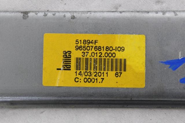 ROCNI SISTEM ZA DVIGOVANJE ZADNJEGA STEKLA  OEM N. 9650768180 ORIGINAL REZERVNI DEL PEUGEOT 207 / 207 CC R WA WC WD WK (05/2009 - 2015) BENZINA LETNIK 2011