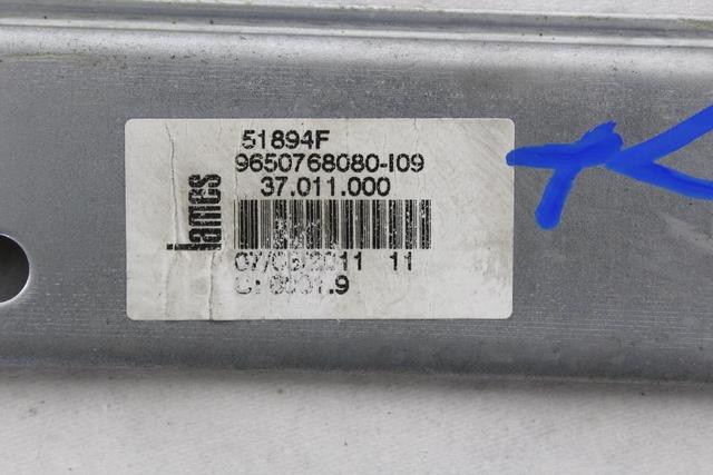 ROCNI SISTEM ZA DVIGOVANJE ZADNJEGA STEKLA  OEM N. 9650768080 ORIGINAL REZERVNI DEL PEUGEOT 207 / 207 CC R WA WC WD WK (05/2009 - 2015) BENZINA LETNIK 2011