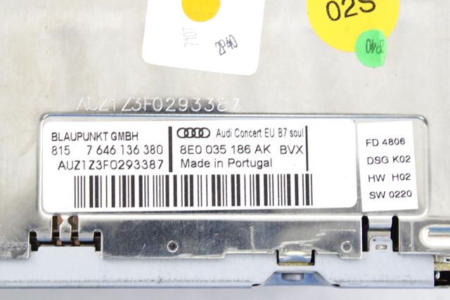 RADIO CD / OJACEVALNIK / IMETNIK HIFI OEM N. 8E0035186AK ORIGINAL REZERVNI DEL AUDI A4 B7 8EC 8ED 8HE BER/SW/CABRIO (2004 - 2007) DIESEL LETNIK 2006