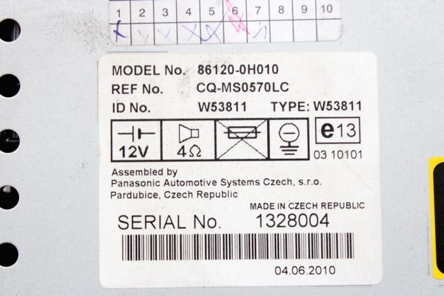 RADIO CD / OJACEVALNIK / IMETNIK HIFI OEM N. 86120-0H010 ORIGINAL REZERVNI DEL PEUGEOT 107 PM PN (2005 - 2014) BENZINA LETNIK 2010