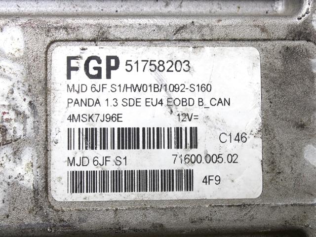 OSNOVNA KRMILNA ENOTA DDE / MODUL ZA VBRIZGAVANJE OEM N. 51758203 ORIGINAL REZERVNI DEL FIAT PANDA 169 (2003 - 08/2009) DIESEL LETNIK 2008