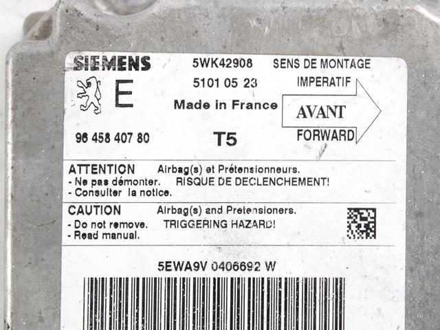 RACUNALNIK AIRBAG OEM N. 9645840780 ORIGINAL REZERVNI DEL PEUGEOT 307 3A/B/C/E/H BER/SW/CABRIO (2001 - 2009) DIESEL LETNIK 2002