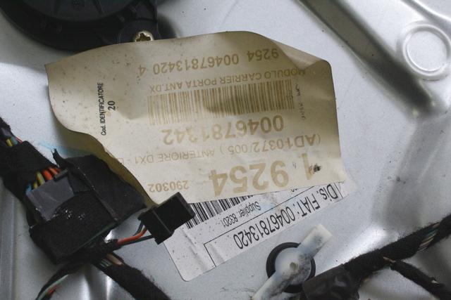 MEHANIZEM DVIGA SPREDNJIH STEKEL  OEM N. 17909 SISTEMA ALZACRISTALLO PORTA ANTERIORE ELETTR ORIGINAL REZERVNI DEL FIAT STILO 192 BER/SW (2001 - 2004) DIESEL LETNIK 2004