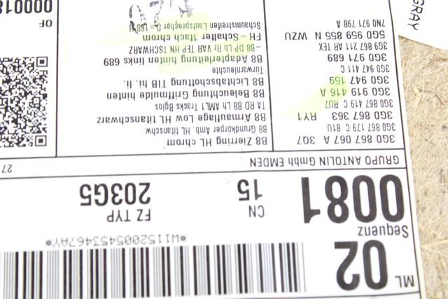 VRATNI PANEL OEM N. PNPSPVWPASSATALLTRACKB8SW5P ORIGINAL REZERVNI DEL VOLKSWAGEN PASSAT B8 3G5 CB5 BER/SW/ALLTRACK (DAL 2015)DIESEL LETNIK 2020