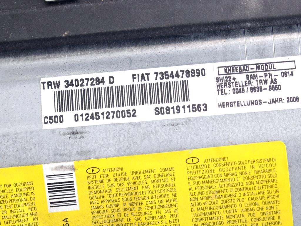 KIT AIRBAG KOMPLET OEM N. 18904 KIT AIRBAG COMPLETO ORIGINAL REZERVNI DEL FIAT CROMA 194 MK2 R (11-2007 - 2010) DIESEL LETNIK 2007