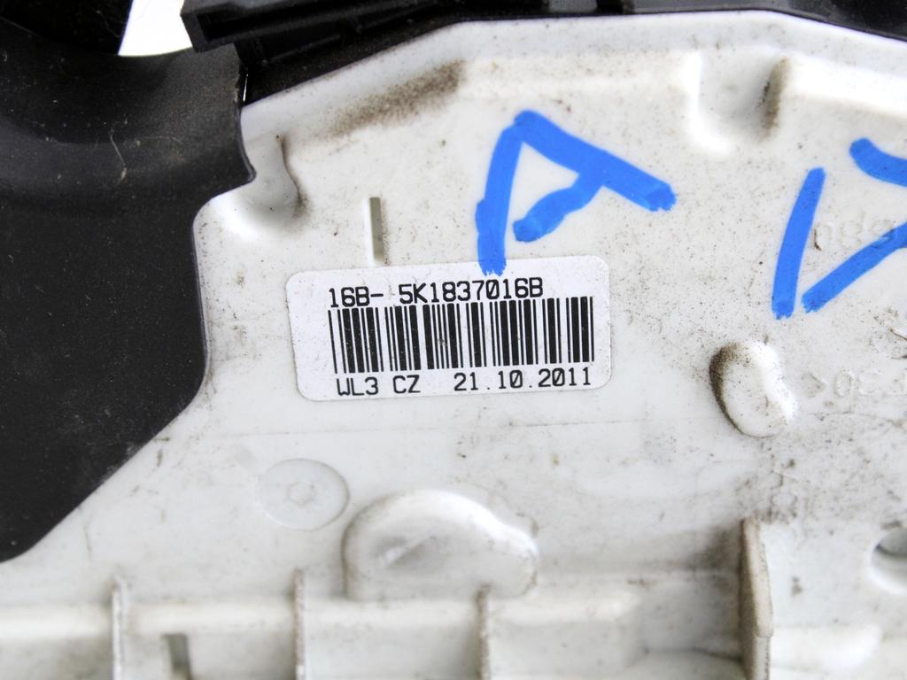 CENTRALNI ZAKLEP SPREDNJIH VRAT  OEM N. 5K1837016B ORIGINAL REZERVNI DEL VOLKSWAGEN POLO 6R1 6C1 (06/2009 - 02/2014) DIESEL LETNIK 2011