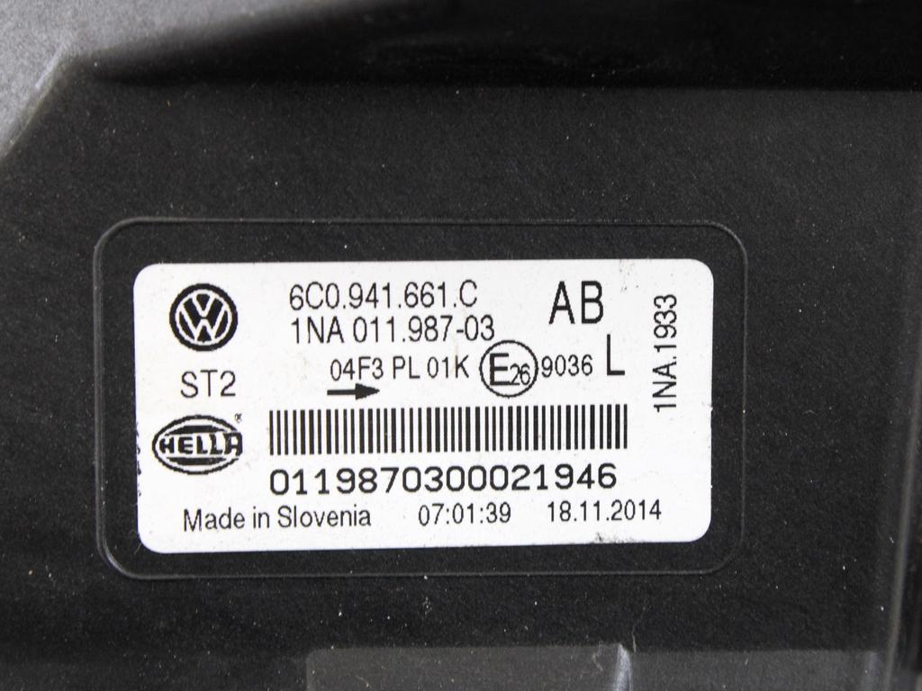 LEVA MEGLENKA OEM N. 6C0941661C ORIGINAL REZERVNI DEL VOLKSWAGEN POLO 6R1 6C1 R (02/2014 - 2017) BENZINA LETNIK 2015