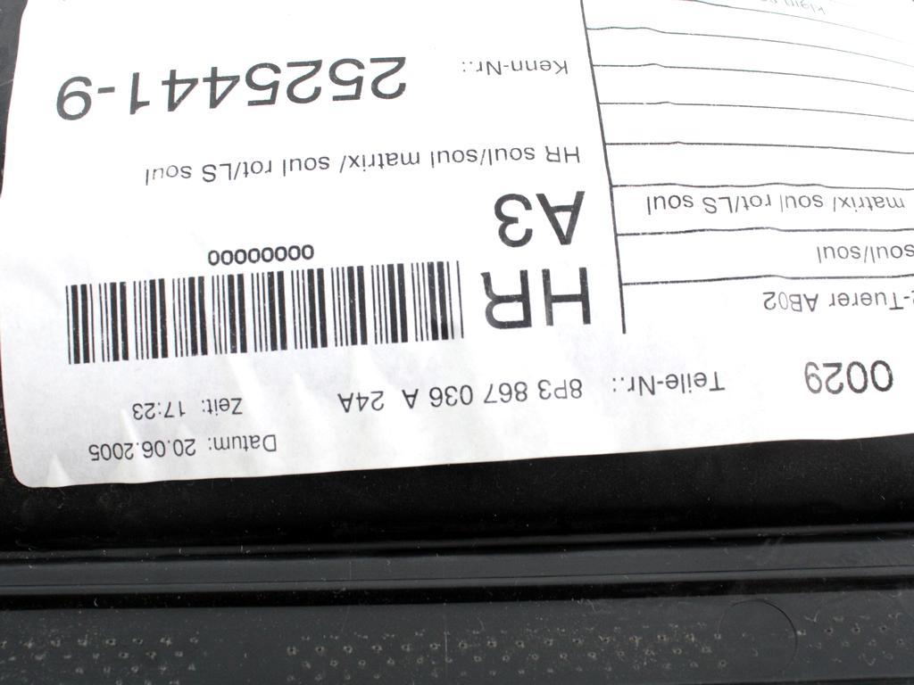 NOTRANJA OBLOGA ZADNJEGA BOKA  OEM N. 8P3867036A24A ORIGINAL REZERVNI DEL AUDI A3 MK2 8P 8PA 8P1 (2003 - 2008)DIESEL LETNIK 2005