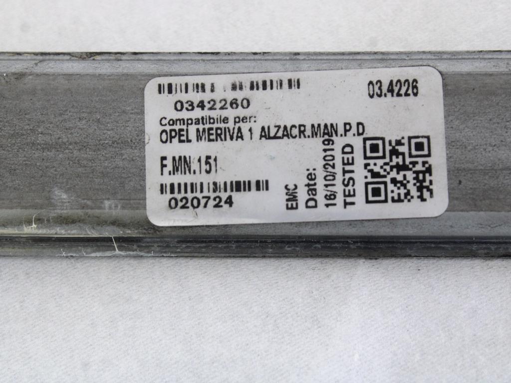 ROCNI SISTEM ZA DVIGOVANJE ZADNJEGA STEKLA  OEM N. 34226 ORIGINAL REZERVNI DEL OPEL MERIVA A X03 R (2006 - 2010) BENZINA LETNIK 2008