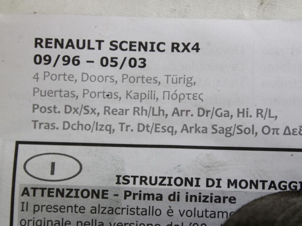 MEHANIZEM DVIGA SPREDNJIH STEKEL  OEM N. 5251 SISTEMA ALZACRISTALLO PORTA ANTERIORE ELETTRI ORIGINAL REZERVNI DEL RENAULT MEGANE MK1 BA0/1 EA0/1 LA0/1 DA0/1 KA0/1 (1995 -2003)BENZINA LETNIK 1996