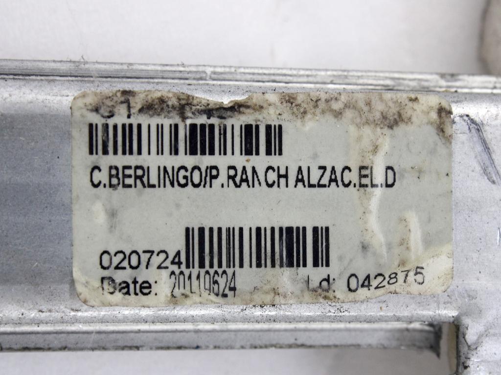 MEHANIZEM DVIGA SPREDNJIH STEKEL  OEM N. 19027 SISTEMA ALZACRISTALLO PORTA ANTERIORE ELETTR ORIGINAL REZERVNI DEL CITROEN BERLINGO / BERLINGO FIRST MK1 M59 (1996 - 2013) DIESEL LETNIK 2007