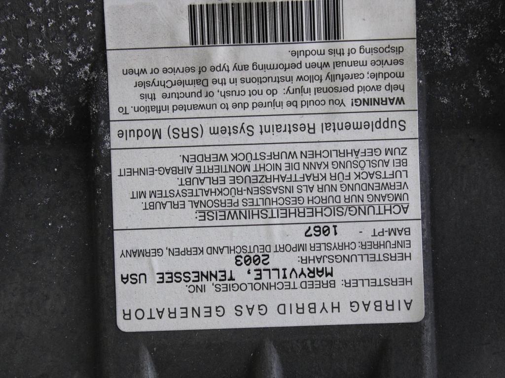 AIRBAG SOPOTNIK OEM N. 04680889AD ORIGINAL REZERVNI DEL CHRYSLER VOYAGER/GRAN VOYAGER RG RS MK4 (2001 - 2007) DIESEL LETNIK 2004