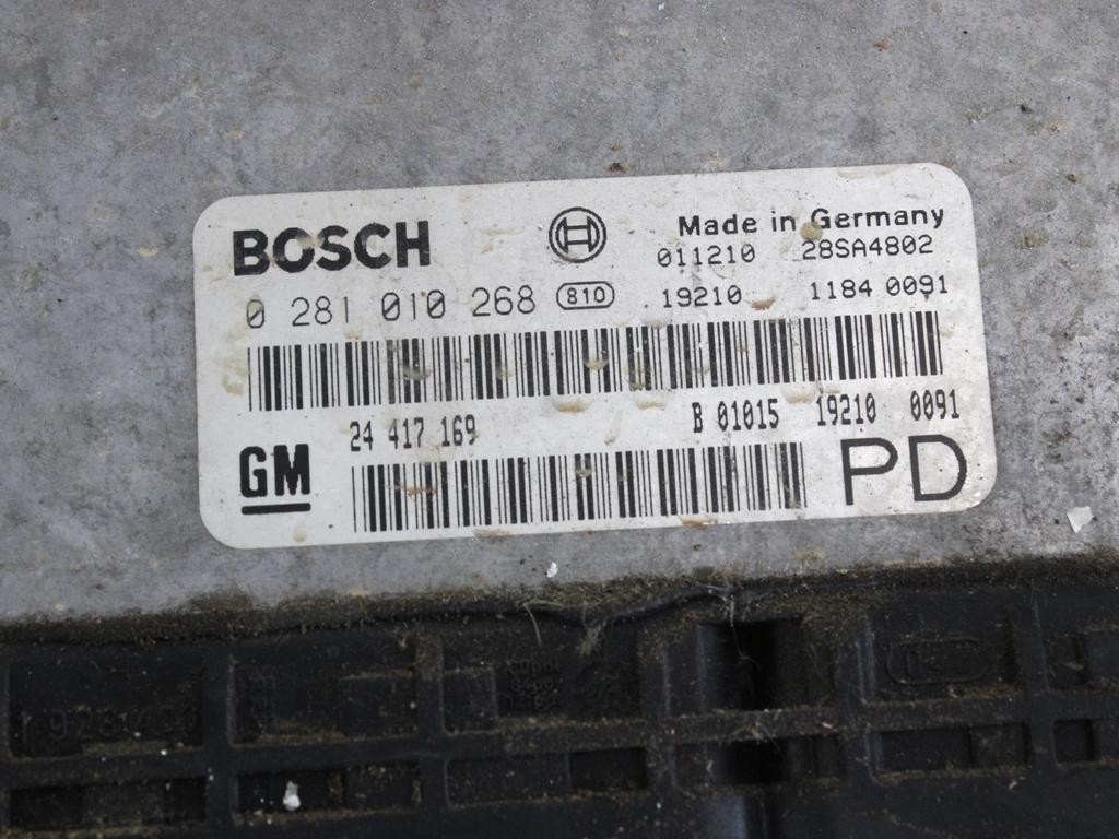 KOMPLET ODKLEPANJE IN VZIG  OEM N. 15333 KIT ACCENSIONE AVVIAMENTO ORIGINAL REZERVNI DEL OPEL ZAFIRA A T98 (1999 - 2005) DIESEL LETNIK 2002