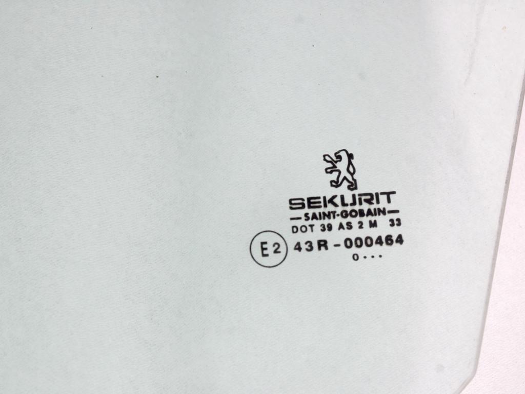 STEKLO SPREDNJIH LEVIH VRAT OEM N. 1610001880 ORIGINAL REZERVNI DEL PEUGEOT 206 / 206 CC 2A/C 2D 2E/K (1998 - 2003) BENZINA LETNIK 2001