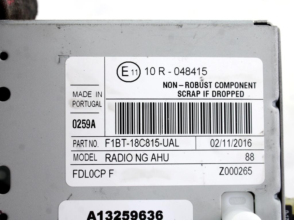 RADIO CD / OJACEVALNIK / IMETNIK HIFI OEM N. F1BT-18C815-UAL ORIGINAL REZERVNI DEL FORD FOCUS MK3 R 4P/5P/SW (2014 - 2018)BENZINA LETNIK 2017