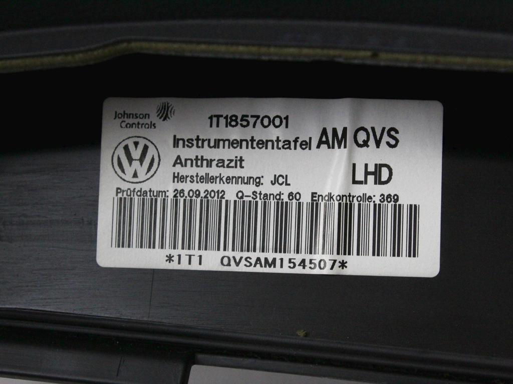 KIT AIRBAG KOMPLET OEM N. 55508 KIT AIRBAG COMPLETO ORIGINAL REZERVNI DEL VOLKSWAGEN TOURAN 1T3 MK1 R2 (2010 - 2015) DIESEL LETNIK 2012