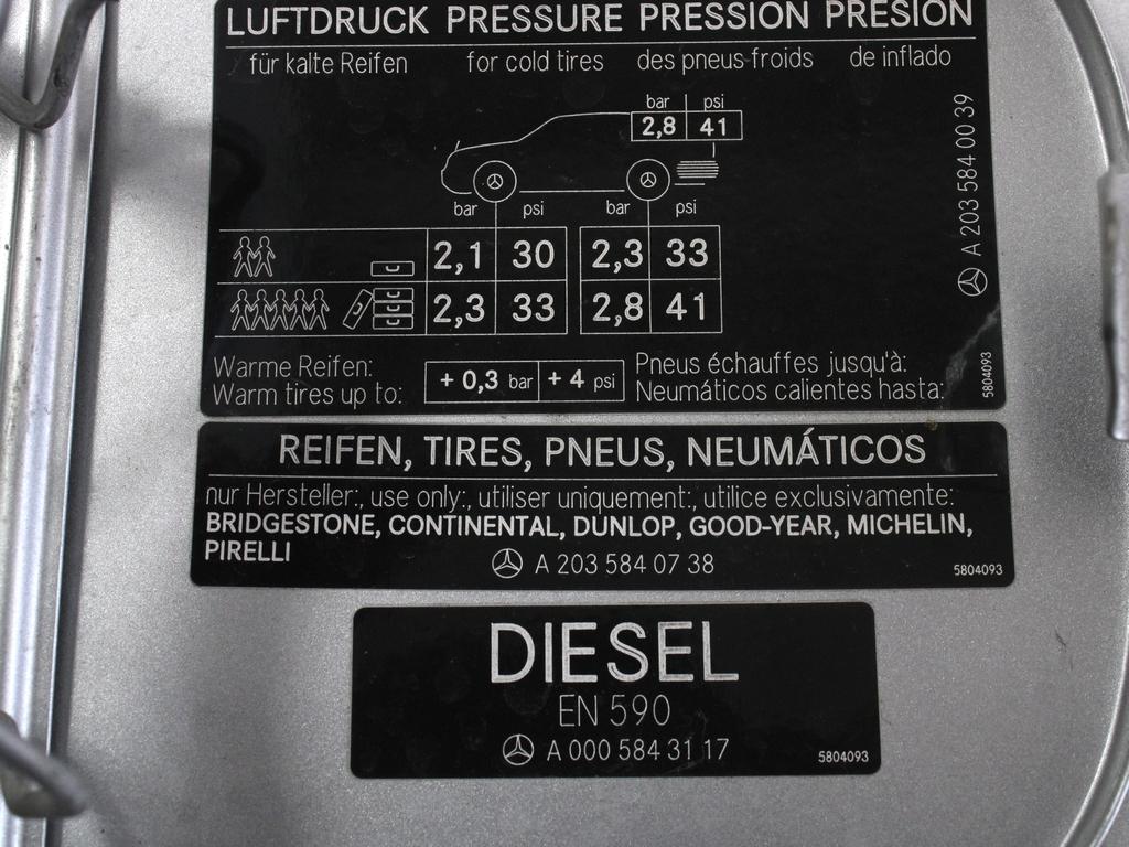 LOPUTA GORIVA OEM N. A2037500206 ORIGINAL REZERVNI DEL MERCEDES CLASSE C W203 BER/SW (2000 - 2007) DIESEL LETNIK 2002