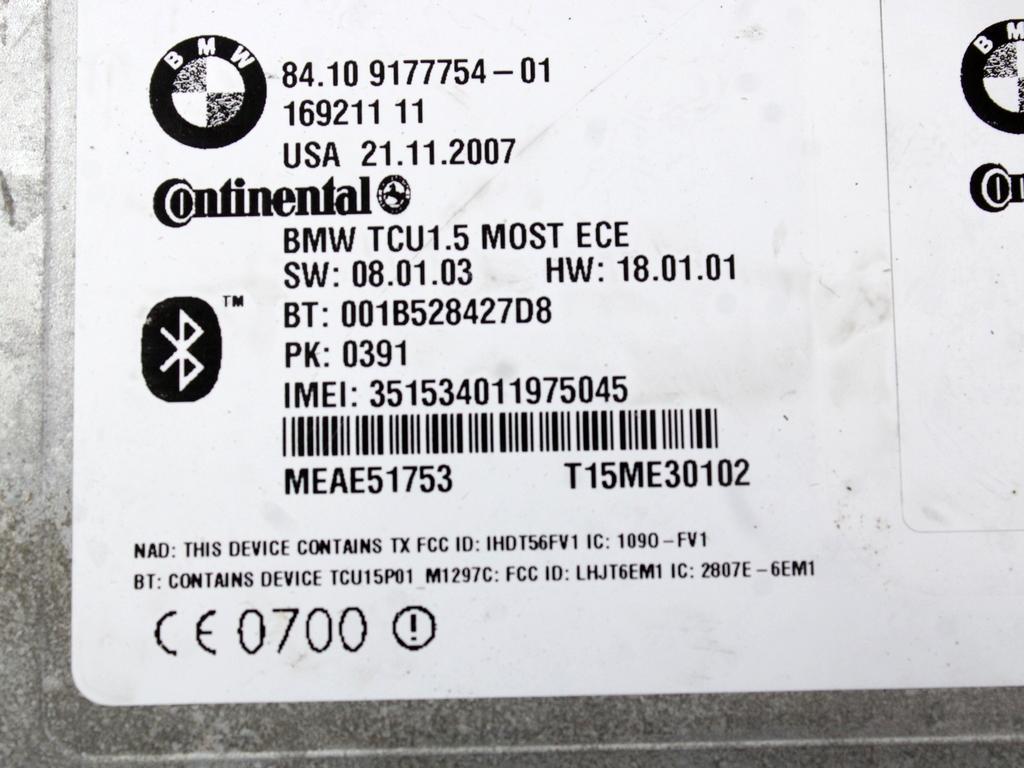 RACUNALNIK TELEFONA  OEM N. 84109177754 ORIGINAL REZERVNI DEL BMW SERIE 5 E60 E61 (2003 - 2010) DIESEL LETNIK 2008