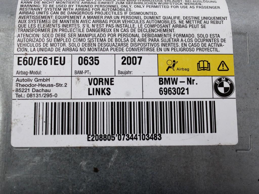 ZRACNA BLAZINA GLAVA LEVA OEM N. 6963021 ORIGINAL REZERVNI DEL BMW SERIE 5 E60 E61 (2003 - 2010) DIESEL LETNIK 2008