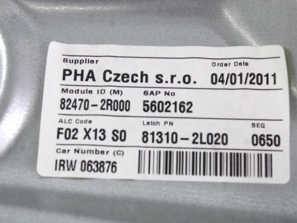 MEHANIZEM DVIGA SPREDNJIH STEKEL  OEM N. 28583 SISTEMA ALZACRISTALLO PORTA ANTERIORE ELETTR ORIGINAL REZERVNI DEL HYUNDAI I30 FD MK1 (2007 - 2011)DIESEL LETNIK 2011