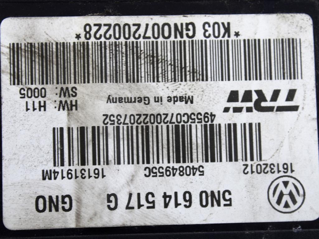 ABS AGREGAT S PUMPO OEM N. 5N0614517G ORIGINAL REZERVNI DEL VOLKSWAGEN TIGUAN 5N MK1 (2007 - 2011)DIESEL LETNIK 2008