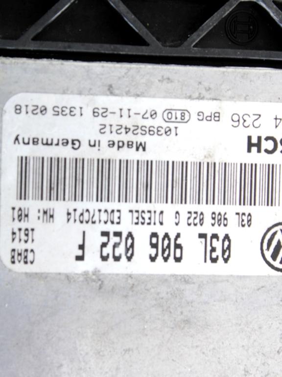 03L906022F KIT ACCENSIONE AVVIAMENTO VOLKSWAGEN TIGUAN 2.0 D 4X4 103KW 6M 5P (2008) RICAMBIO USATO CON CENTRALINA MOTORE, QUADRO STRUMENTI, BLOCCHETTI ACCENSIONE APERTURA CON DOPPIA CHIAVE 0281014236 1K0959433BT 3C0937049AJ 1K0905851B 5N0920870D