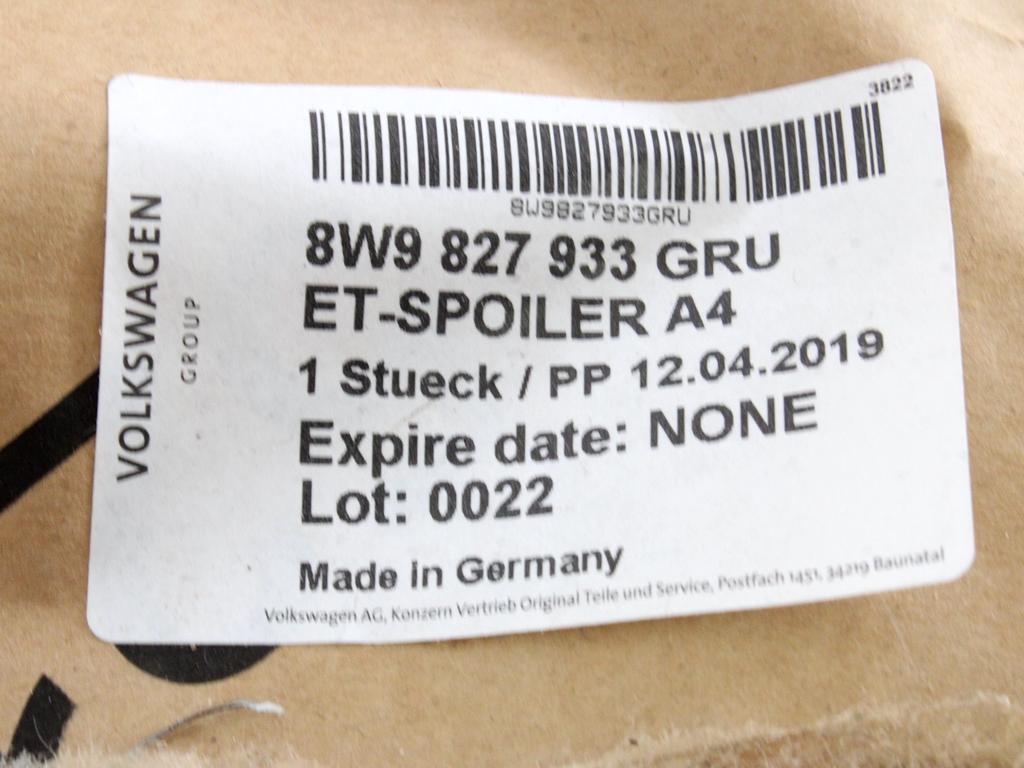 ZADNJI SPOJLER OEM N. 8W9827933 ORIGINAL REZERVNI DEL AUDI A4 B9 BER/SW/ALLROAD (2015 - 2019)DIESEL LETNIK 2016