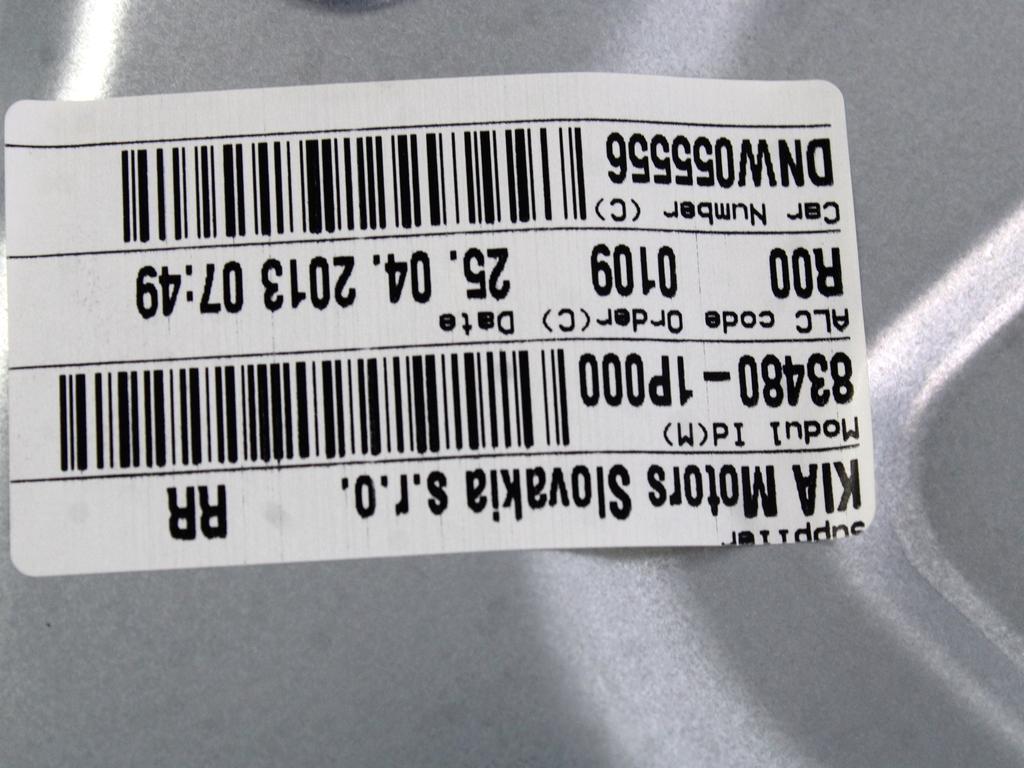 ROCNI SISTEM ZA DVIGOVANJE ZADNJEGA STEKLA  OEM N. 834811P020 ORIGINAL REZERVNI DEL KIA VENGA YN (2010 - 2019)BENZINA LETNIK 2013