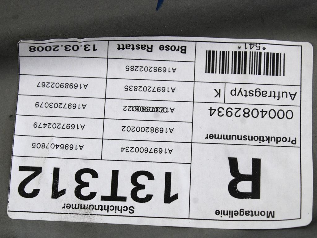 MEHANIZEM DVIGA SPREDNJIH STEKEL  OEM N. 18261 SISTEMA ALZACRISTALLO PORTA ANTERIORE ELETTR ORIGINAL REZERVNI DEL MERCEDES CLASSE A W169 5P C169 3P (2004 - 04/2008) BENZINA LETNIK 2008