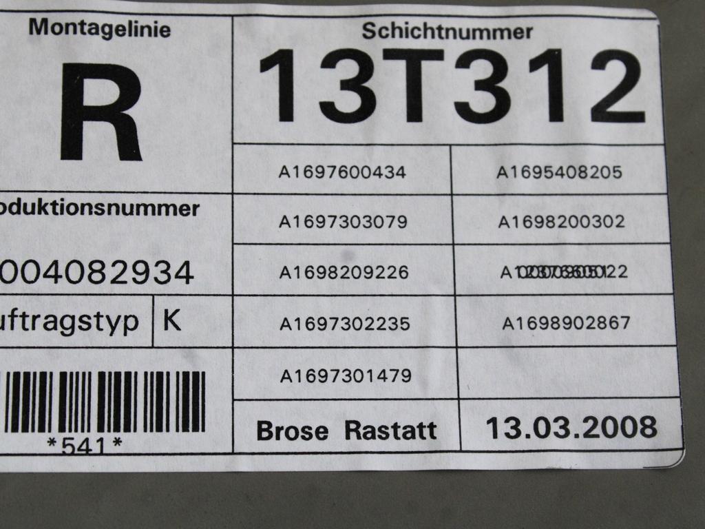 MEHANIZEM DVIGA ZADNJIH STEKEL  OEM N. 18261 SISTEMA ALZACRISTALLO PORTA POSTERIORE ELETT ORIGINAL REZERVNI DEL MERCEDES CLASSE A W169 5P C169 3P (2004 - 04/2008) BENZINA LETNIK 2008