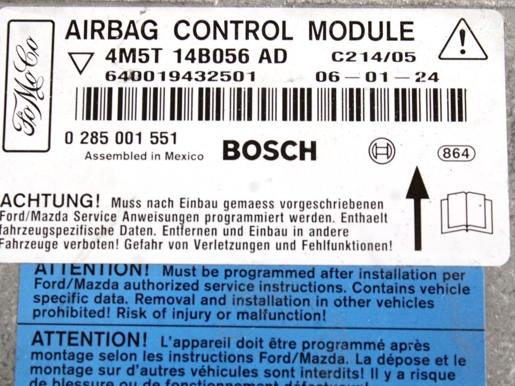 KIT AIRBAG KOMPLET OEM N. 18937 KIT AIRBAG COMPLETO ORIGINAL REZERVNI DEL FORD FOCUS CMAX DM2 MK1 R (04/2007 - 2010) DIESEL LETNIK 2006