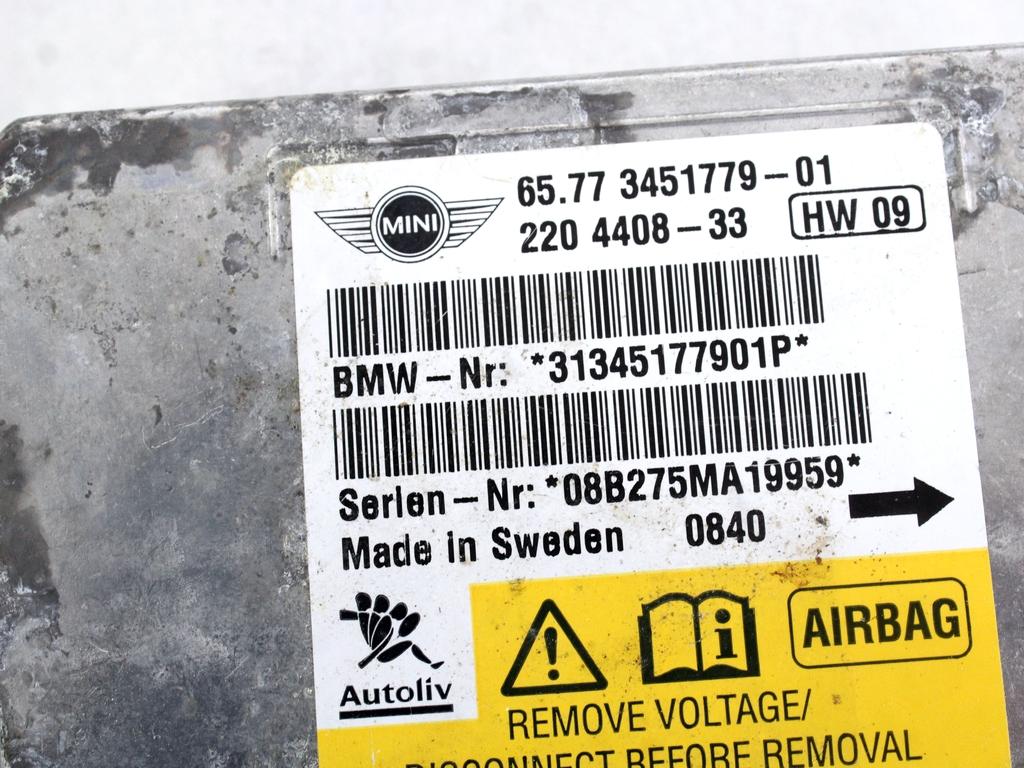 KIT AIRBAG KOMPLET OEM N. 22486 KIT AIRBAG COMPLETO ORIGINAL REZERVNI DEL MINI ONE / COOPER BERLINA CABRIO R56 R57 (2007 - 2013) DIESEL LETNIK 2008