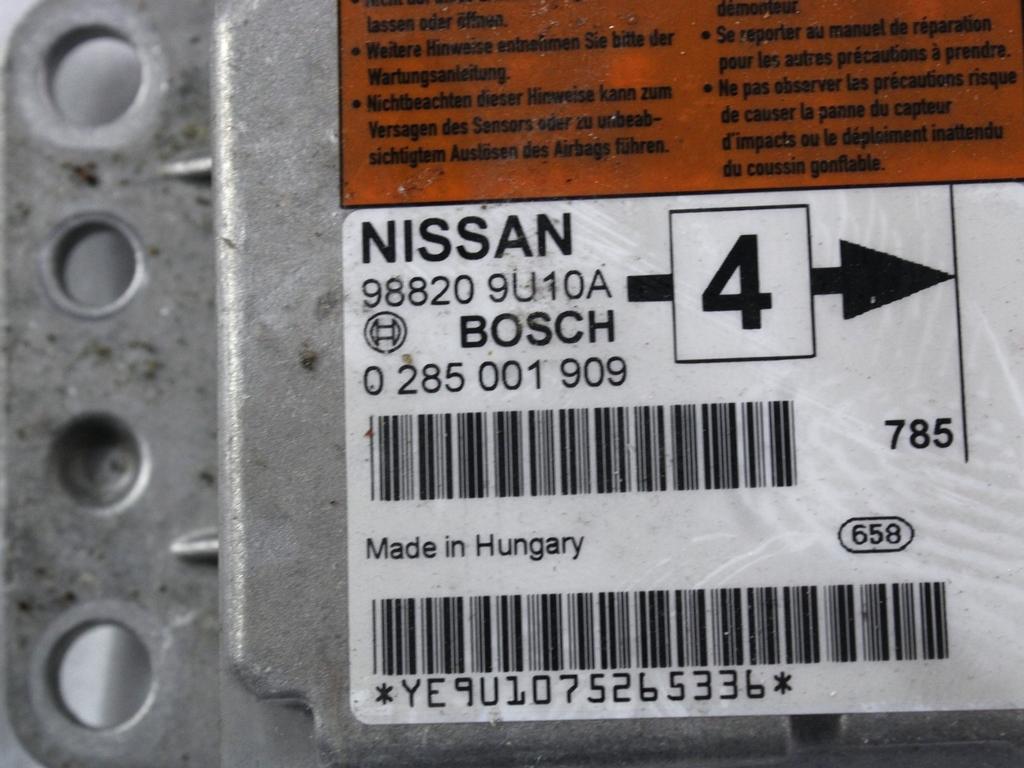 KIT AIRBAG KOMPLET OEM N. 19174 KIT AIRBAG COMPLETO ORIGINAL REZERVNI DEL NISSAN NOTE E11 MK1 (2005 - 2013)BENZINA LETNIK 2007