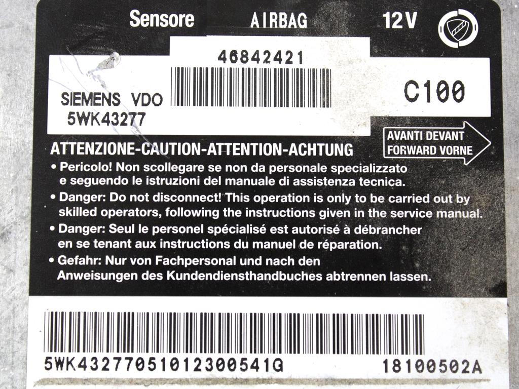 RACUNALNIK AIRBAG OEM N. 46842421 ORIGINAL REZERVNI DEL ALFA ROMEO 147 937 R (2005 - 2010) BENZINA LETNIK 2010