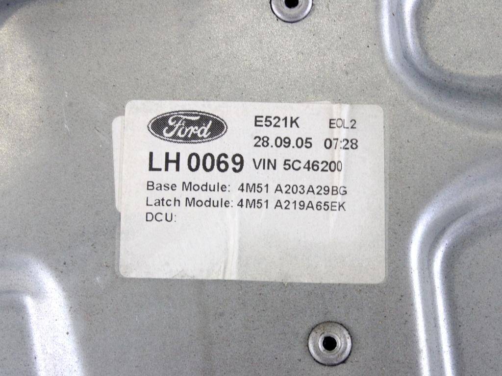 MEHANIZEM DVIGA SPREDNJIH STEKEL  OEM N. 18519 SISTEMA ALZACRISTALLO PORTA ANTERIORE ELETTR ORIGINAL REZERVNI DEL FORD FOCUS DA HCP DP MK2 BER/SW (2005 - 2008) DIESEL LETNIK 2005