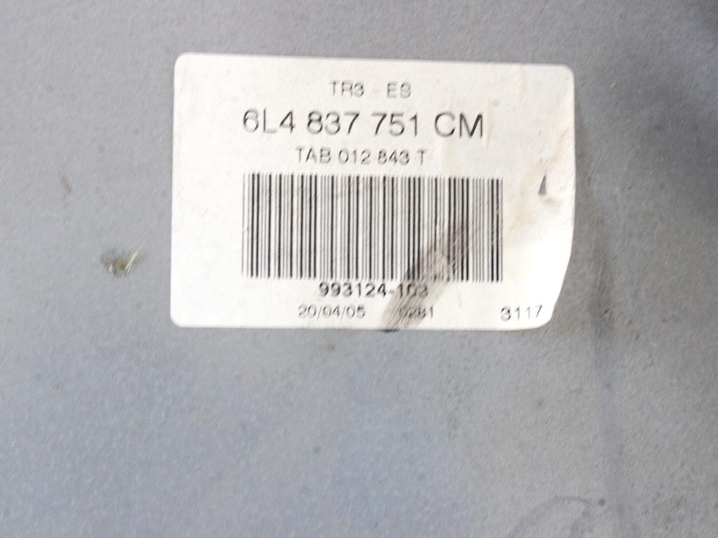 MEHANIZEM VETROBRANSKEGA STEKLA PREDNJIH VRAT OEM N. 6L4837461 ORIGINAL REZERVNI DEL SEAT IBIZA 6L1 MK3 (01/2002 - 01/2006) DIESEL LETNIK 2005