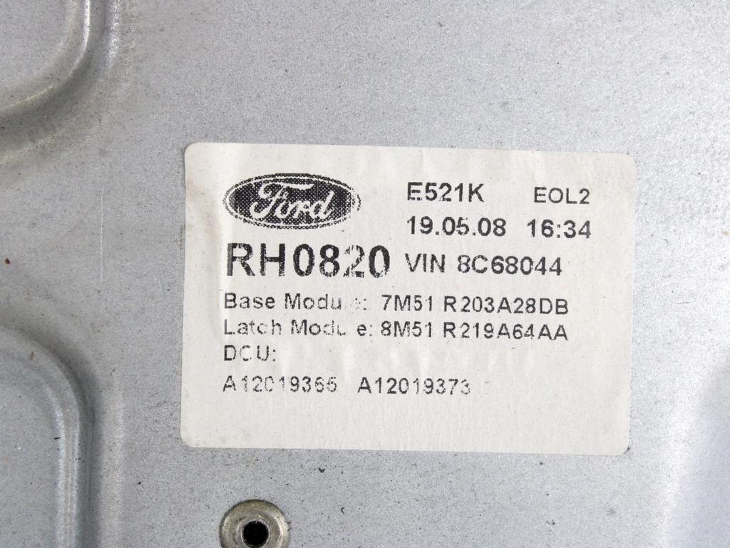 MEHANIZEM DVIGA SPREDNJIH STEKEL  OEM N. 22529 SISTEMA ALZACRISTALLO PORTA ANTERIORE ELETTR ORIGINAL REZERVNI DEL FORD FOCUS CMAX DM2 MK1 R (04/2007 - 2010) DIESEL LETNIK 2009