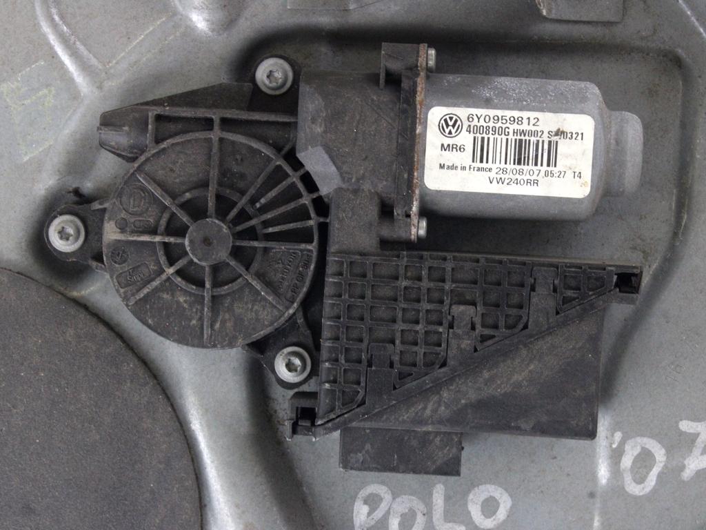 MEHANIZEM DVIGA ZADNJIH STEKEL  OEM N. 16105 SISTEMA ALZACRISTALLO PORTA POSTERIORE ELETT ORIGINAL REZERVNI DEL VOLKSWAGEN POLO 9N R (2005 - 10/2009) DIESEL LETNIK 2009